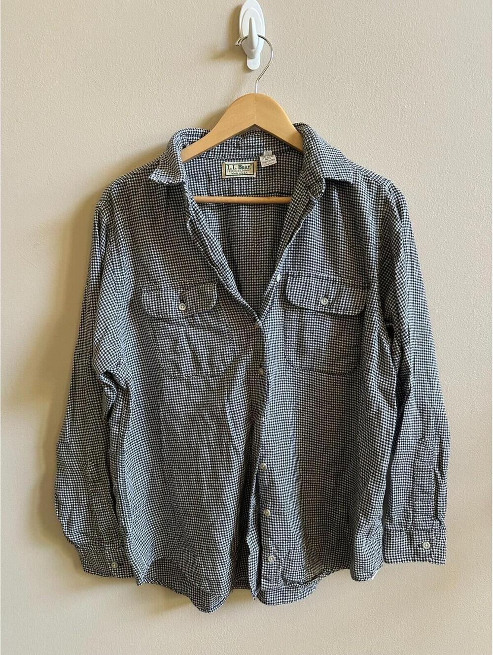 Vintage LL Bean Houndstooth Flannel - 100% Cotton - Vintage Women’s Size 16